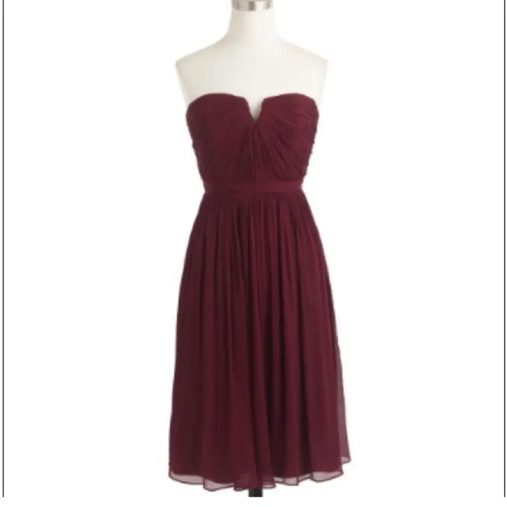 J Crew Women's Nadia Silk Chiffon Dress Cocktail Party Wedding Burgundy Sz 6 NWT - Picture 2 of 15